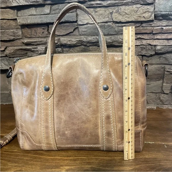 Frye Melissa Double Handle Satchel -BEIGE- Distressed Leather $348